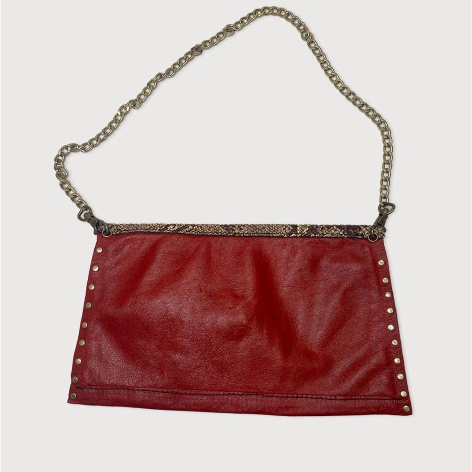 Other Vintage Handmade Red leather & Snakeskin Clutch Size ONE SIZE - 2 Thumbnail