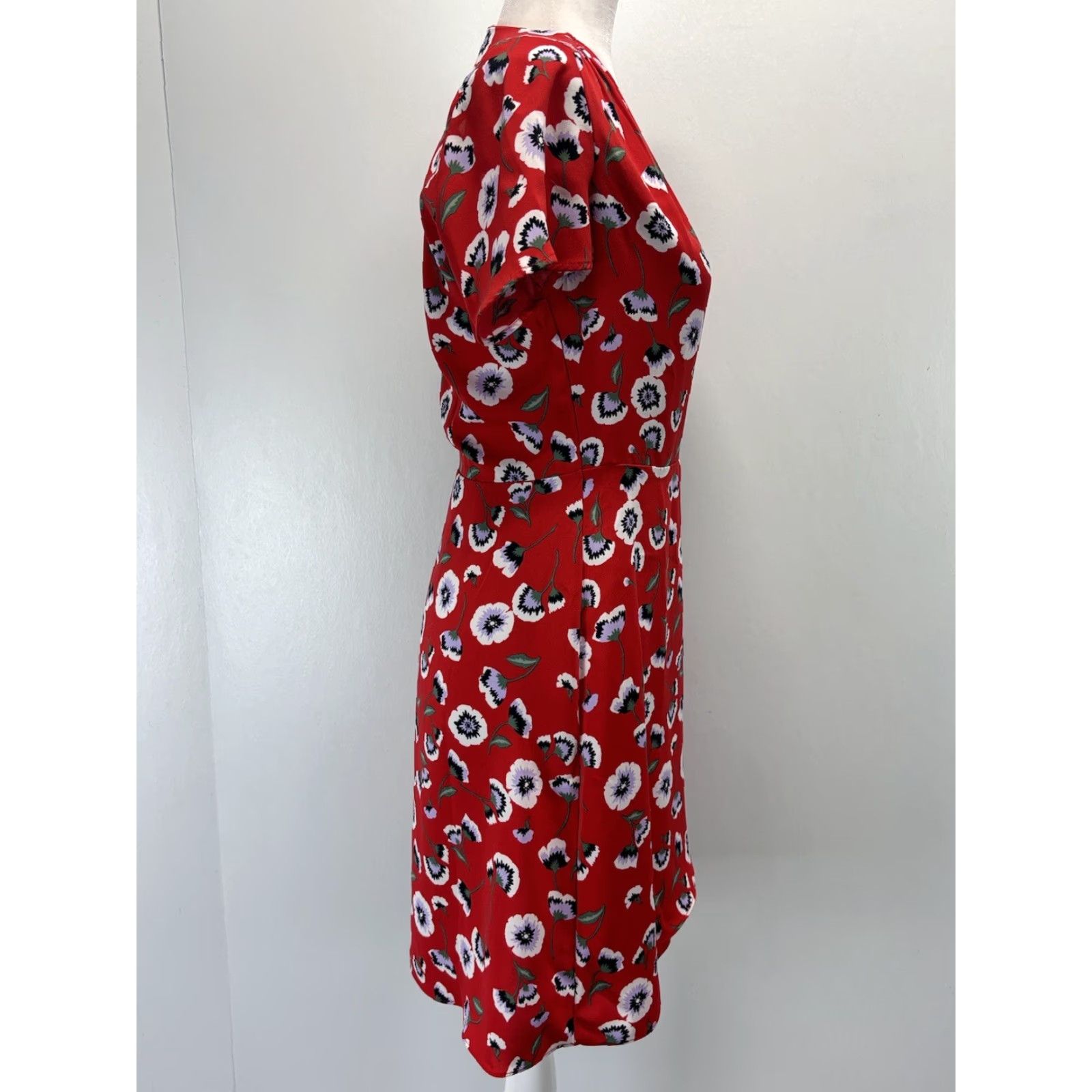J.Crew J. Crew Red Poppy Wrap Dress Sz 0 VGUC Flutter Sleeve Size XS / US 0-2 / IT 36-38 - 4 Thumbnail