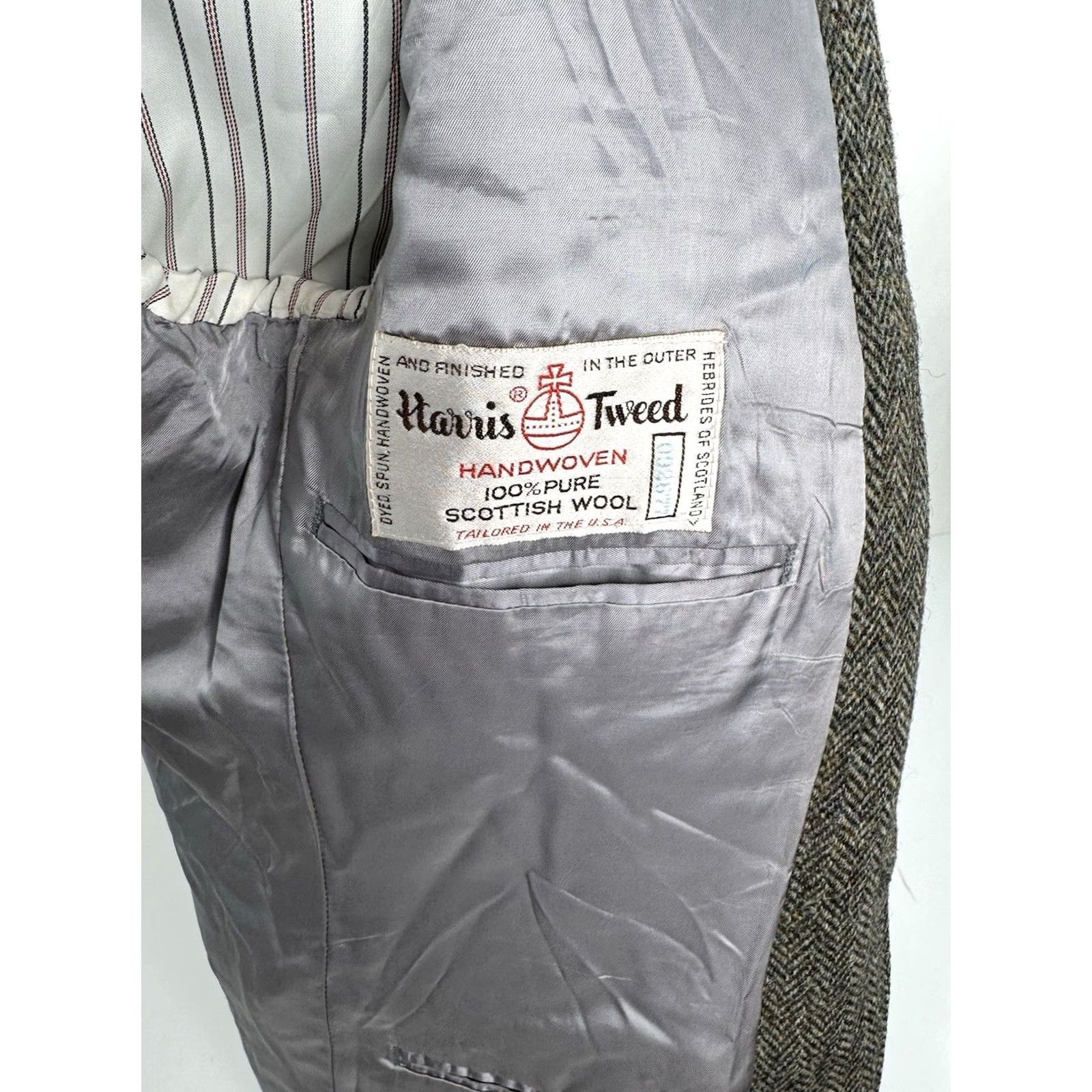 Harris Tweed HARRIS TWEED / LANDS END Blazer Jacket Mens 41 R Wool Gray 41 R, Harris Tweed Blazer, Scotti sh Wool, Mens Blazer Size 42R - 7 Thumbnail