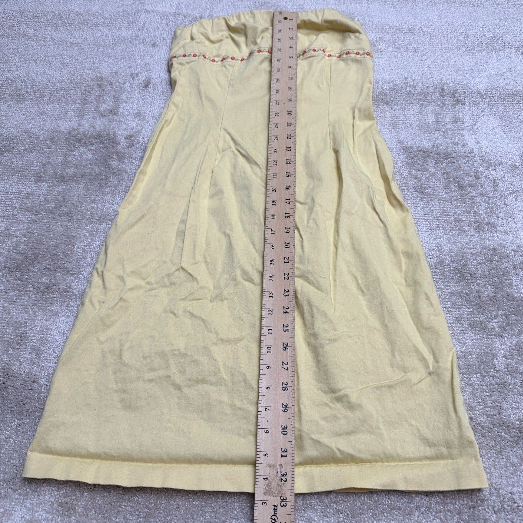 Vintage Ruth Maxi Dress Womens 6 Yellow Stretch Embroidered Casual Summer Square Neck Sleeveless Size M / US 6-8 / IT 42-44 - 7 Thumbnail