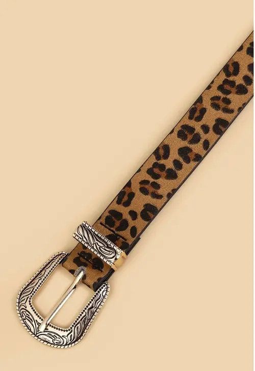 Leather Leopard Color PU Leather Belt Size ONE SIZE - 3 Thumbnail