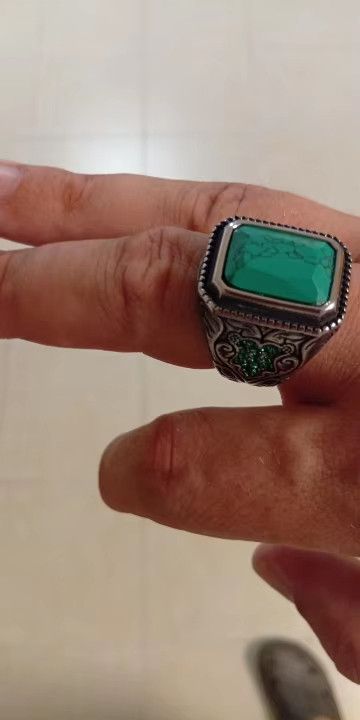 Jewelry Turquoise Gemstone Ring Streetwear Jewelry Fashion Gift Size ONE SIZE - 3 Thumbnail