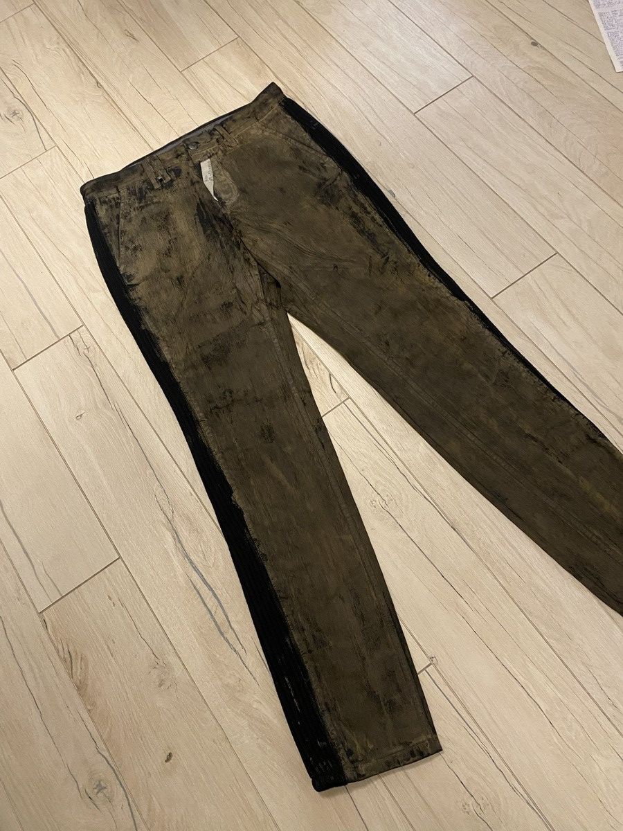 John Galliano DS! Galliano Handpainted Brown Denim Biker Pants Size US 34 / EU 50 - 5 Thumbnail