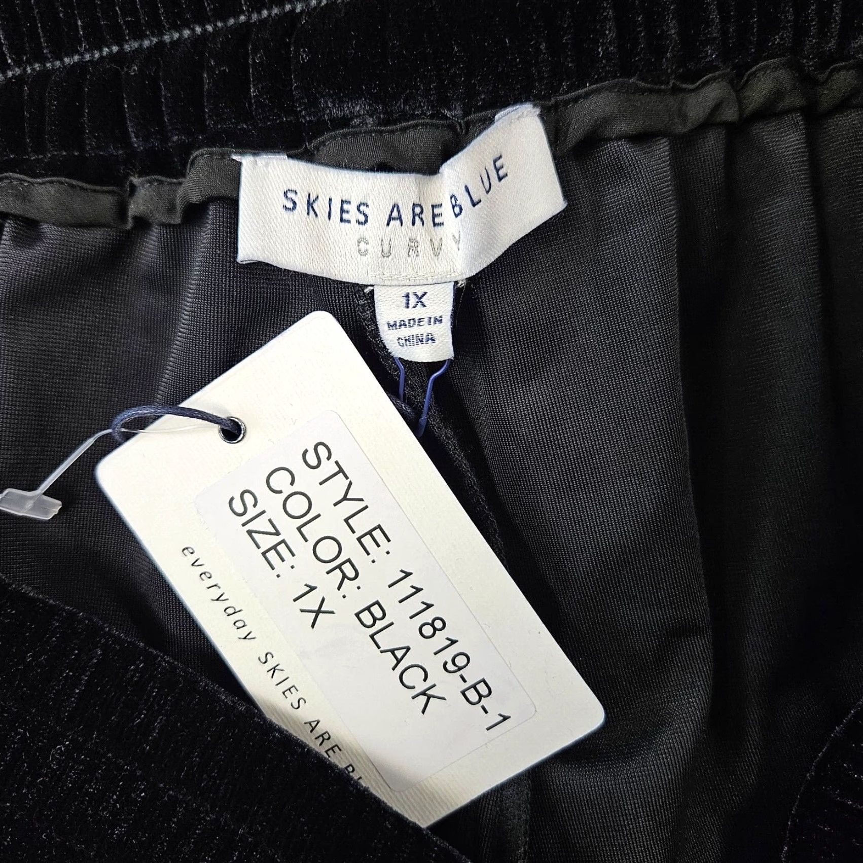 Velvet Skies Are Blue Velvet Cropped Pants 1X Black High Rise Womens Pants VIPNQI Size 40" / US 18 - 7 Thumbnail