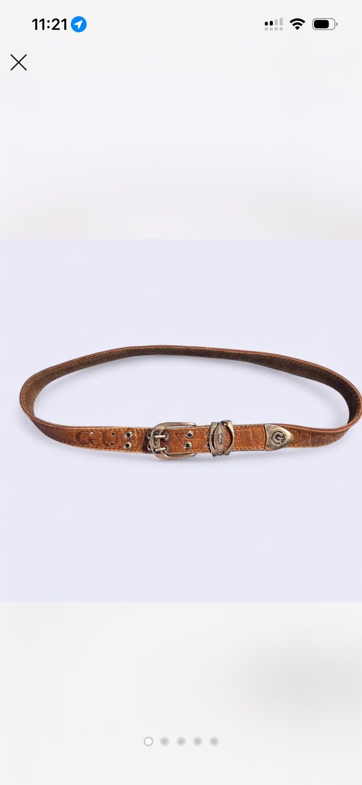 Guess Guess Western Brown Leather Belt with Silver Hardware Size 38 - 1 Thumbnail