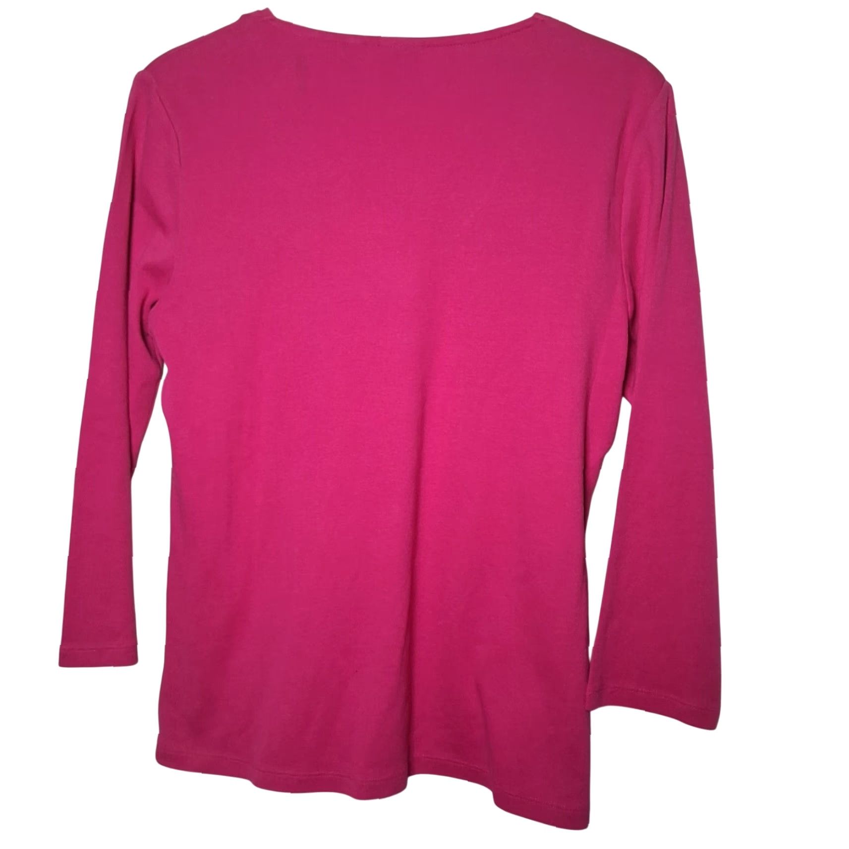 Vintage Rafaella Shirt Women M V-Neck Pink Knit Cotton Long Sleeve Studded NEW Size M / US 6-8 / IT 42-44 - 2 Thumbnail