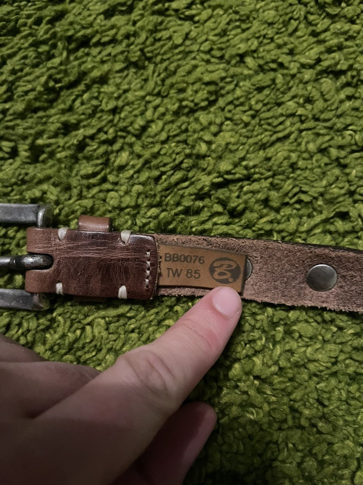 Cowboy Equipment × Vintage Western Cowboy style real leather belt with steel elements Size 32 - 4 Thumbnail