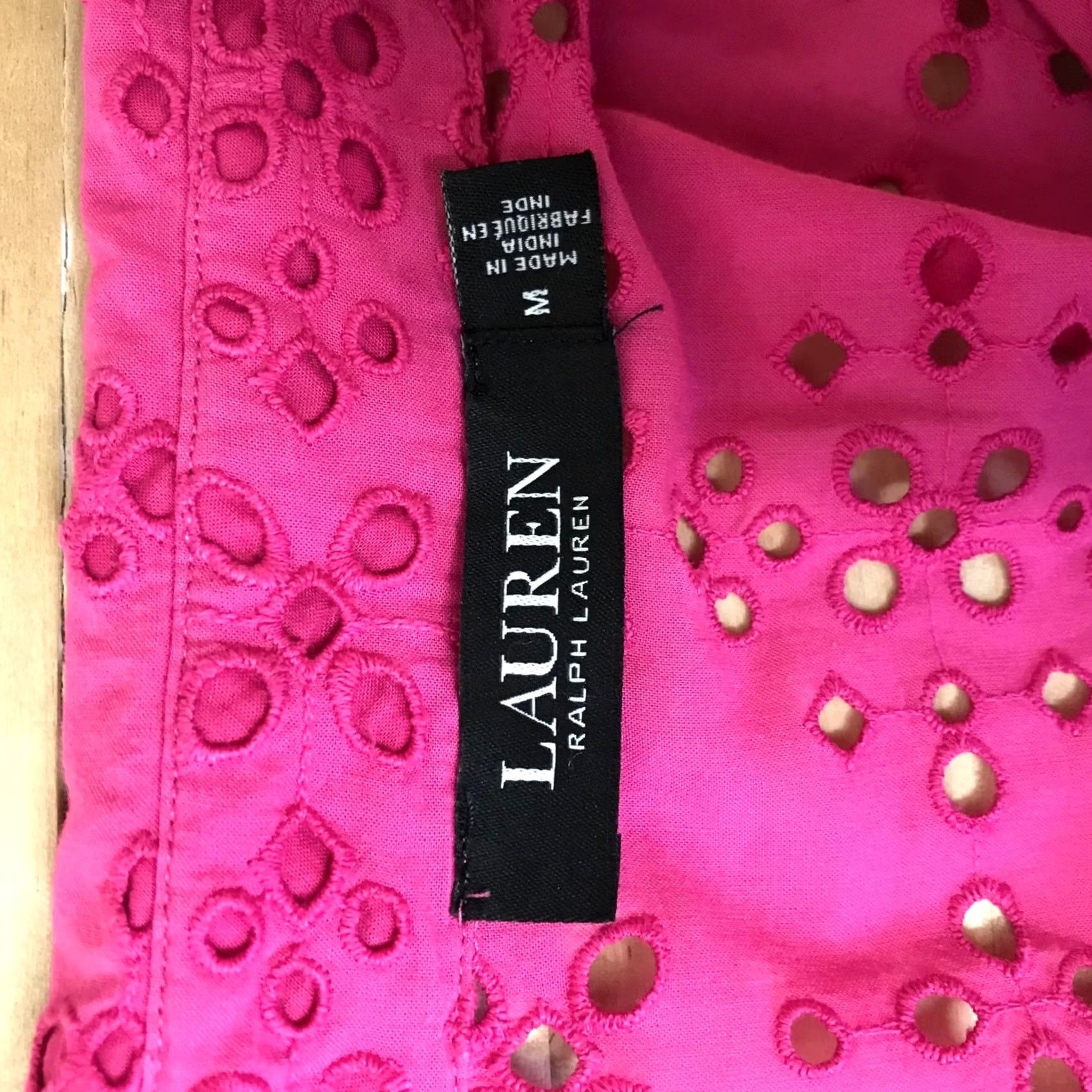 Ralph Lauren Lauren Ralph Lauren Cotton Button Down Shirt M Magenta Pink Eyelet Embroidery Size M / US 6-8 / IT 42-44 - 7 Thumbnail