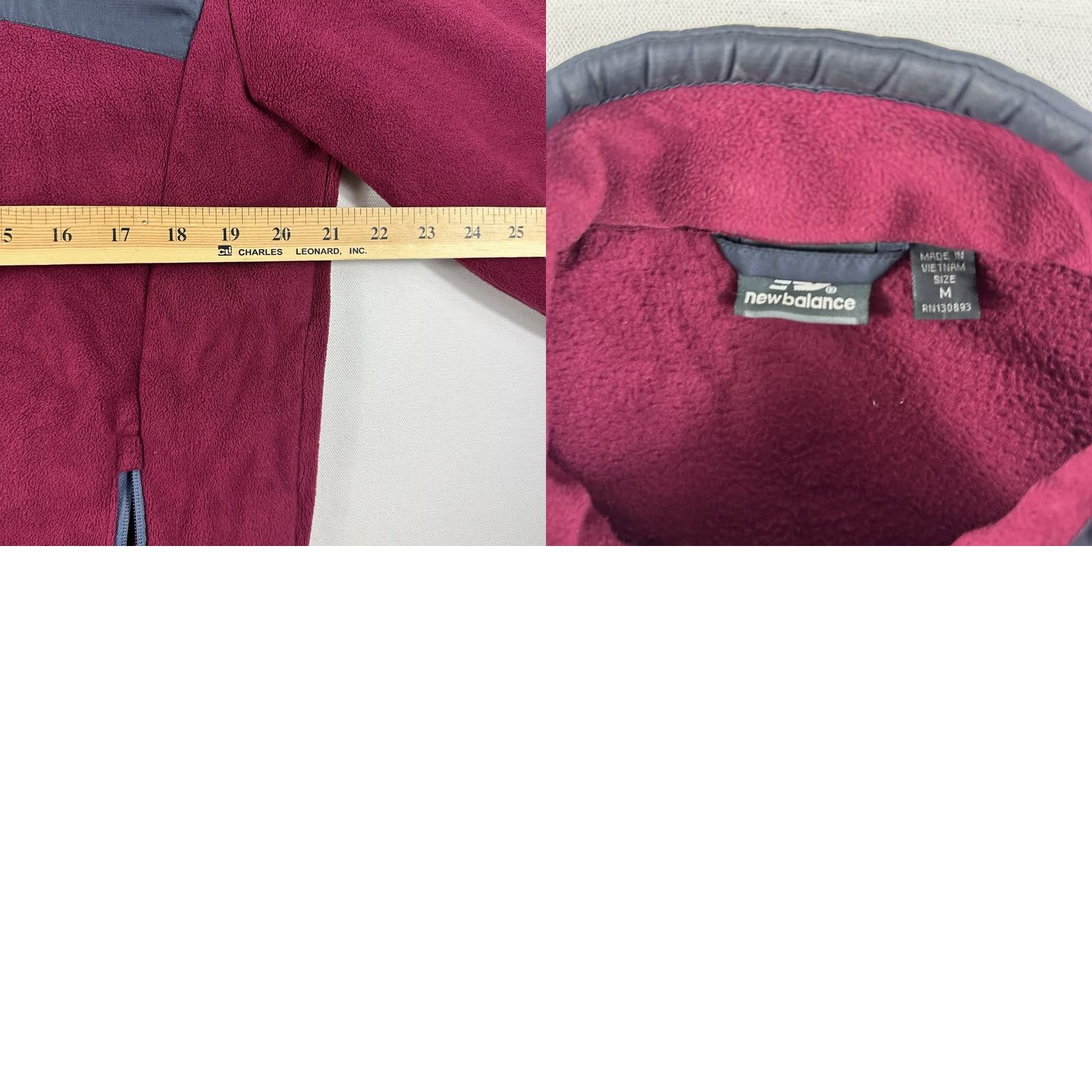 New Balance New Balance Full Zip Fleece Jacket Maroon Gray Mens M Multicolor Running & Jogging Jacket Zip Size US M / EU 48-50 / 2 - 8 Thumbnail