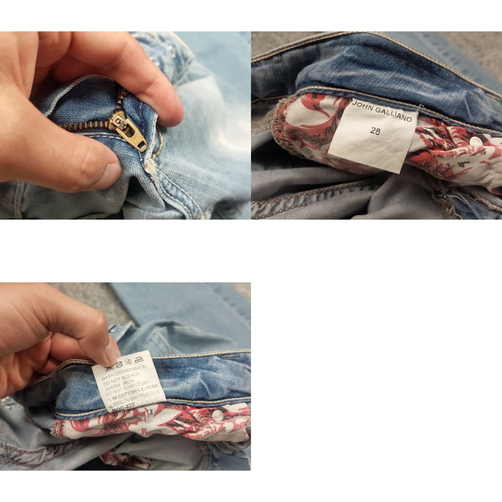 John Galliano VINTAGE John Galliano Jeans Denim 29 Blue 90s Art Biker Logo Distressed 5-Pocket Vintage John Galliano Mens Size US 29 - 10 Thumbnail