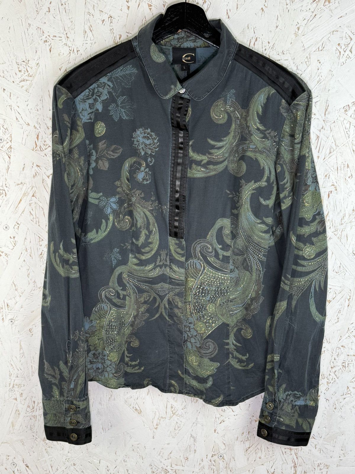 Just Cavalli Vintage Just Cavalli Baroque Floral Print Long Sleeve Shirt Size L / US 10 / IT 46 - 1 Thumbnail