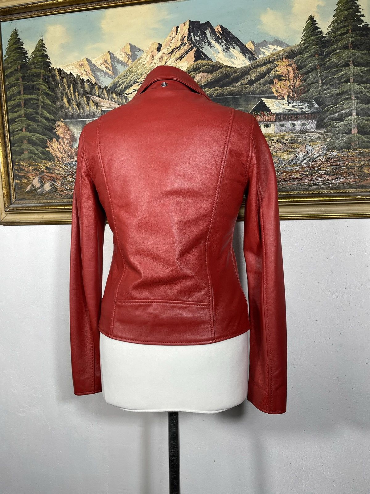 Schott Schott Lambskin Leather Zip Red Biker Jacket Motor Harley Size S / US 4 / IT 40 - 7 Thumbnail