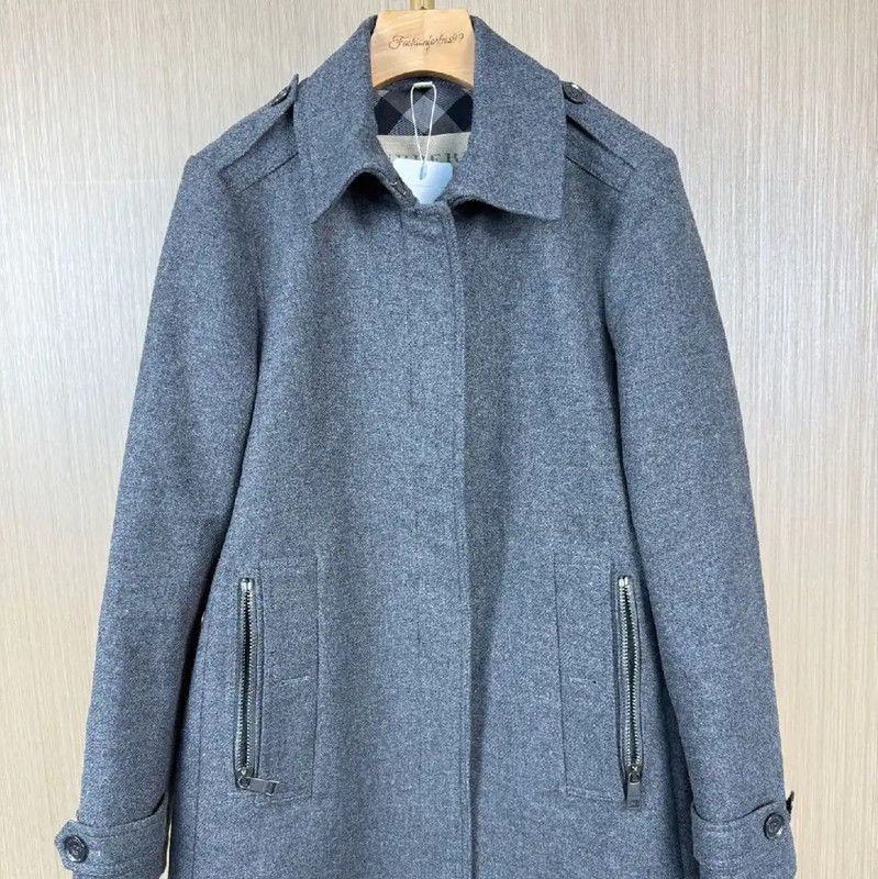 Burberry Burberry Women's Gray Wool Coat for Winter Size L / US 10 / IT 46 - 1 Thumbnail