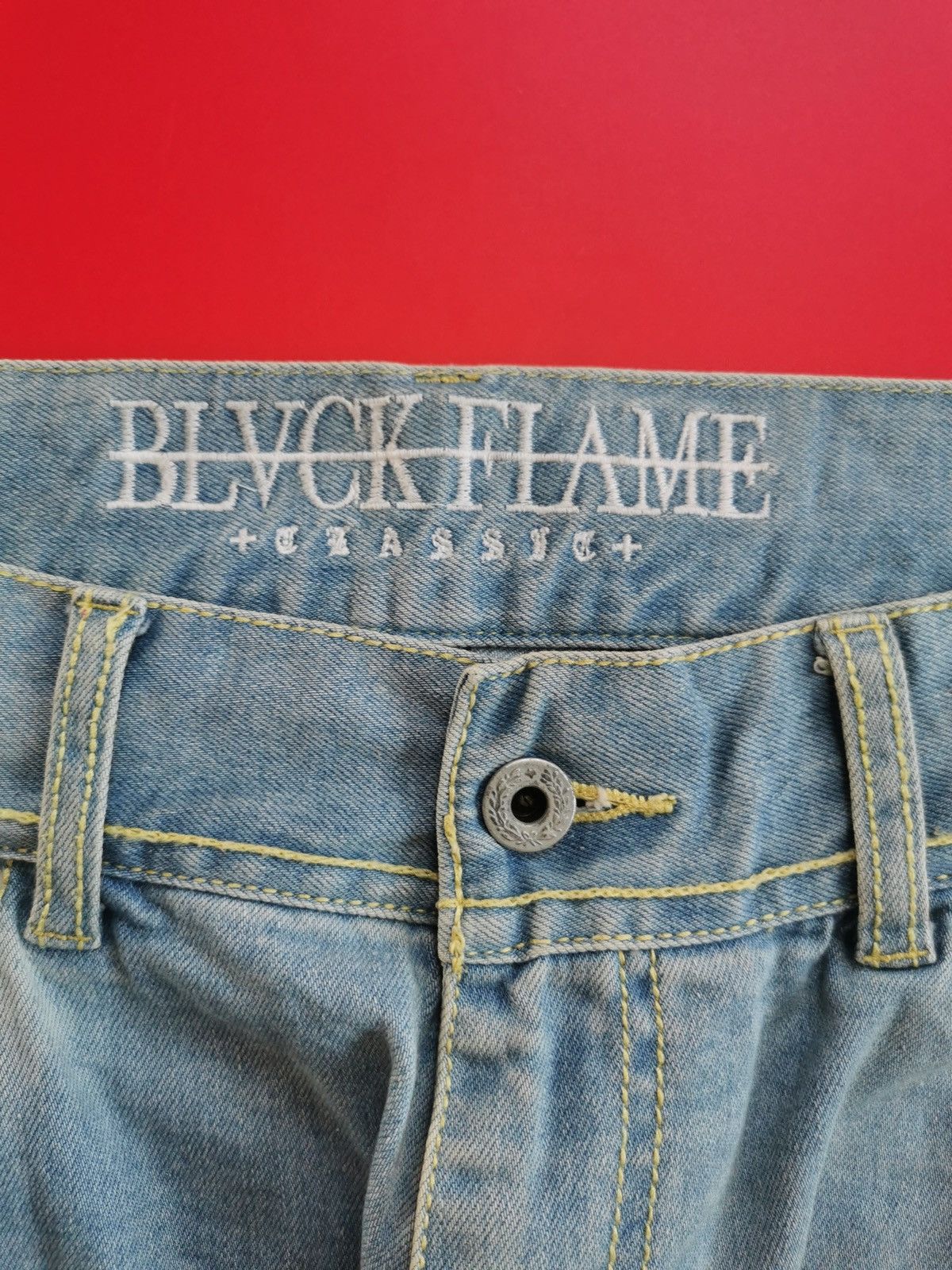 Seditionaries Black Flame Patchwork Distressed Zipper Biker Jeans Size US 32 / EU 48 - 9 Thumbnail