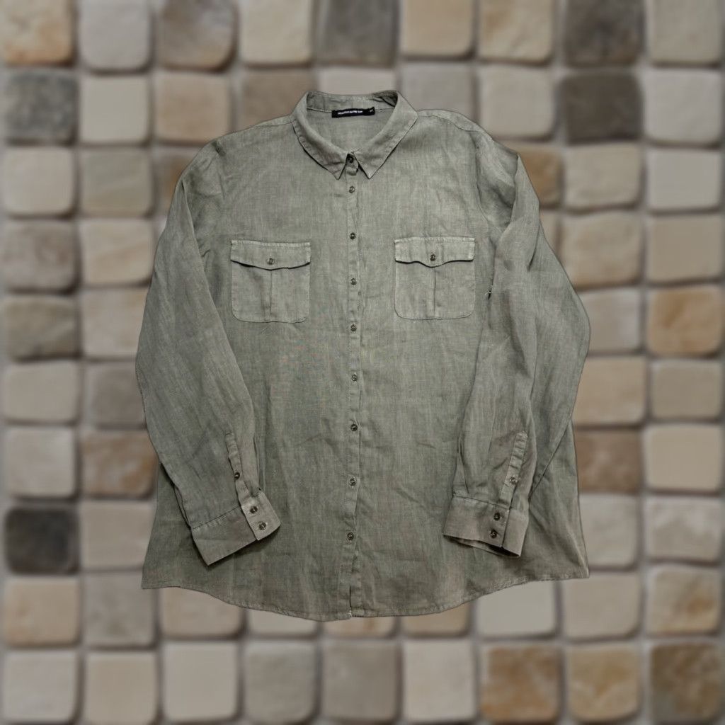 Vintage Monoprix Shirt Mens L Brown Linen Button-Up Size US L / EU 52-54 / 3 - 1 Thumbnail