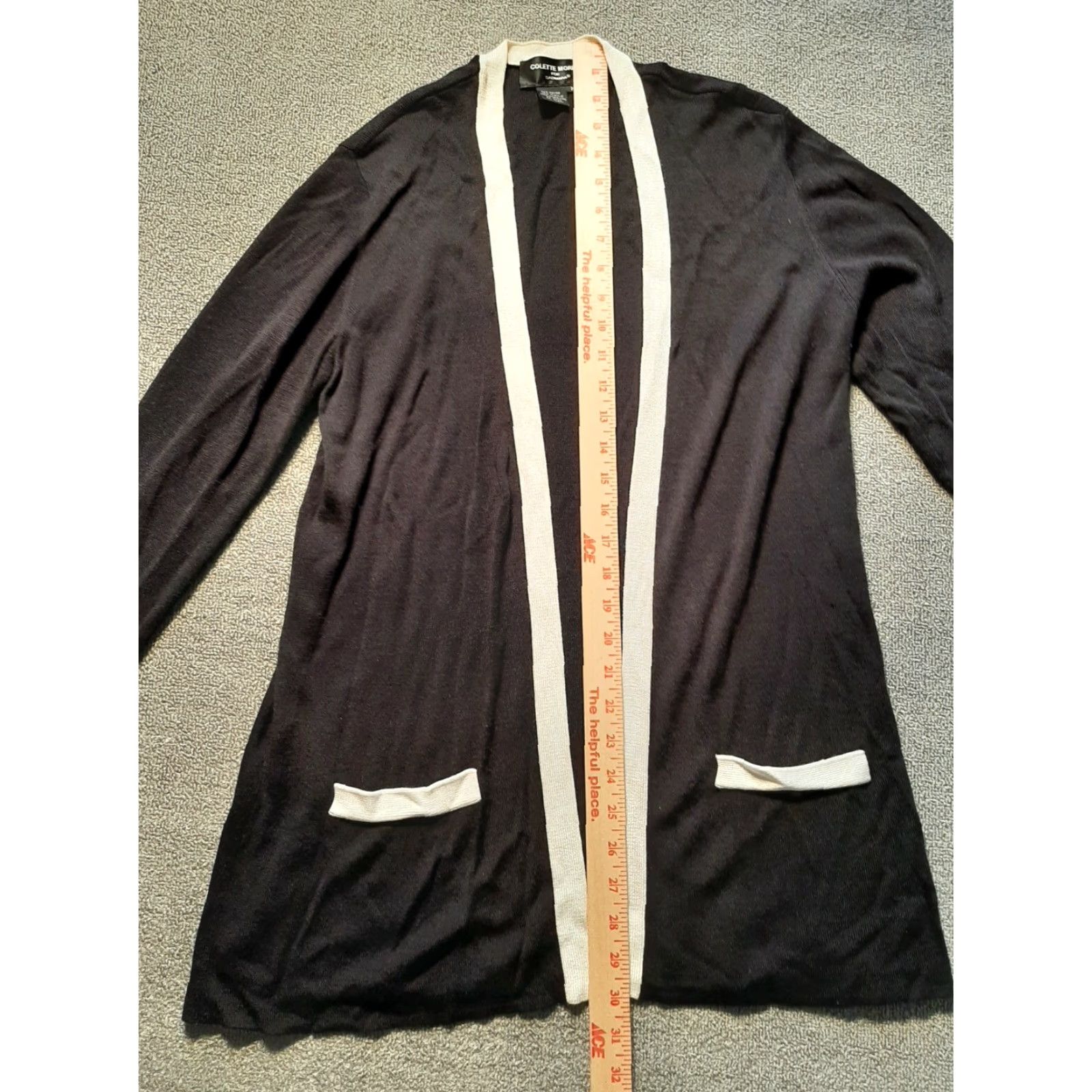 Vintage Colette Mordo open front long sleeve black white womens M medium Sadimara cardigan sweater Size M / US 6-8 / IT 42-44 - 3 Thumbnail