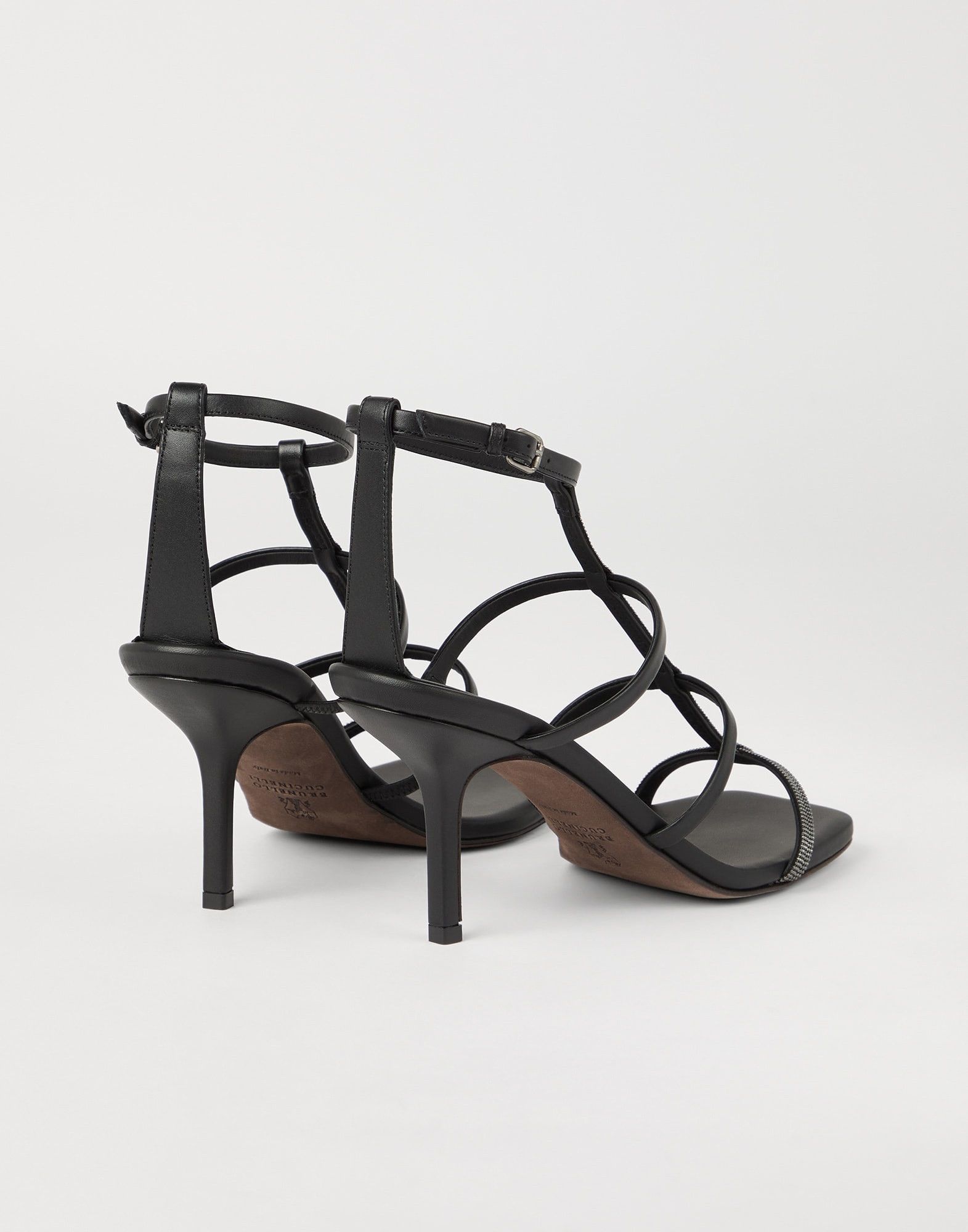 Brunello Cucinelli o1la1rc1a0326 Nappa Sandals With Heel in Black Size US 7 / IT 37 - 4 Thumbnail