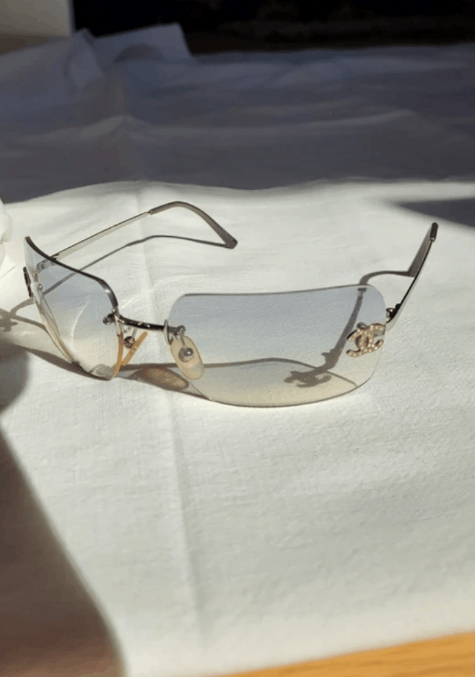 Chanel CHANEL Sunglasses 4017-D Mask Rimless Rhinestone Vintage Size ONE SIZE - 1 Thumbnail