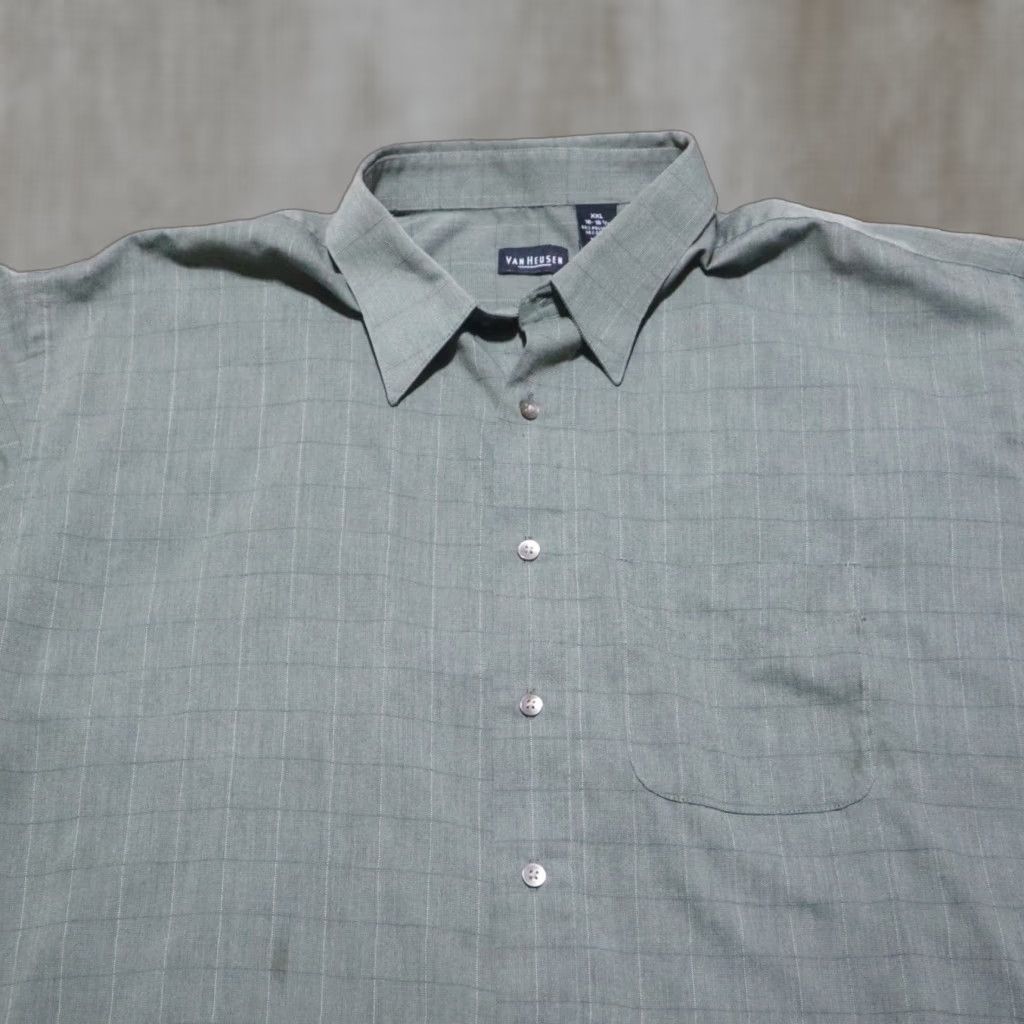 Van Heusen Van Heusen Shirt Men 2XL Gray Checkard Button-Down Long Sleeve Shirt Size US XXL / EU 58 / 5 - 1 Thumbnail