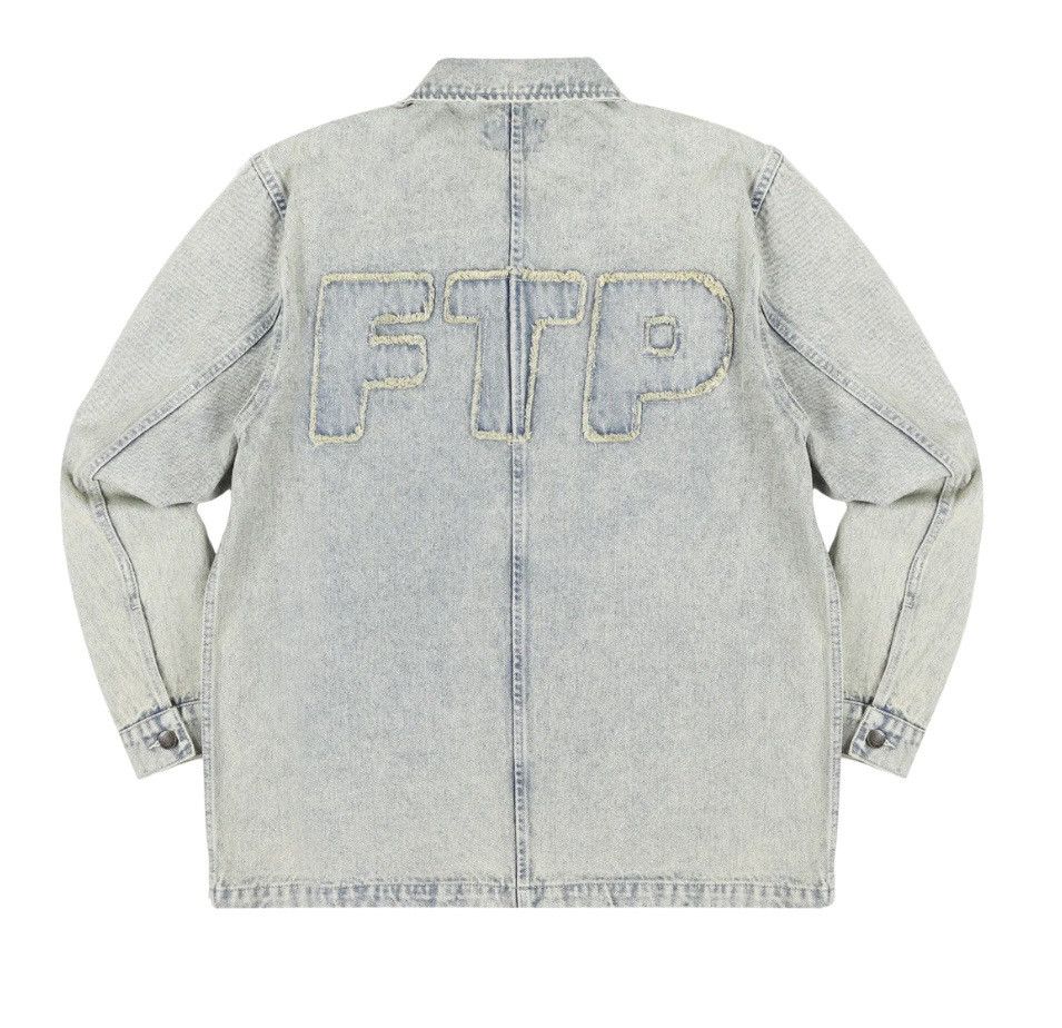 FTP FRAYED DENIM LOGO CHORE JACKET