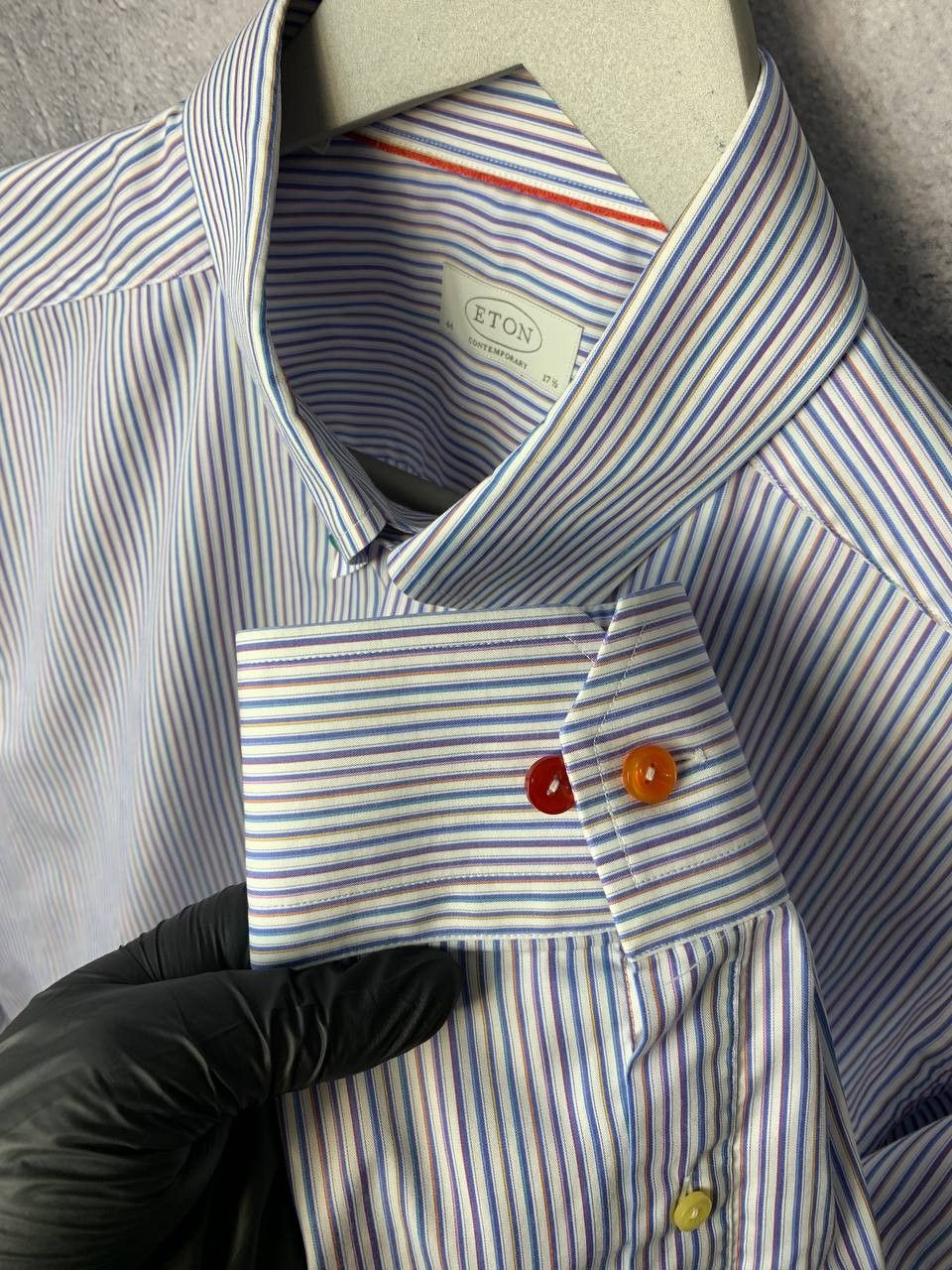 Eton ETON Contemporary Striped Shirt Multicolor Buttons Luxury Size US XL / EU 56 / 4 - 9 Thumbnail
