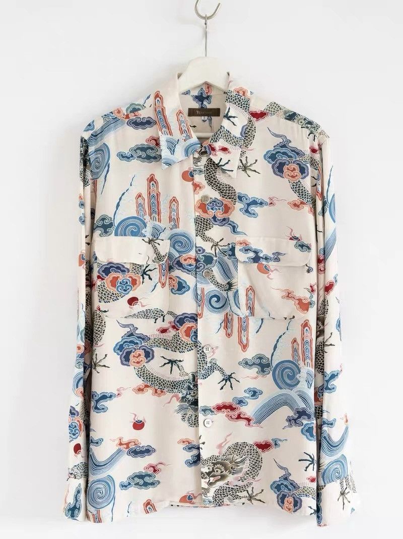 Yohji Yamamoto Yohji Yamamoto 00s Cloud & Dragon Print Shirt Size US L / EU 52-54 / 3 - 1 Thumbnail