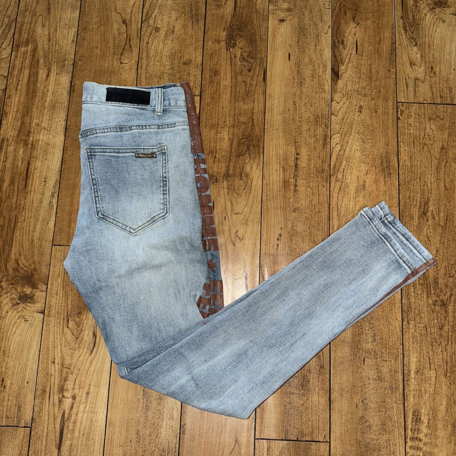 Homme + Femme La × Hypebeast Homme Femme Blue Skinny Jeans 30x32 Printed Denim Size US 30 / EU 46 - 6 Thumbnail
