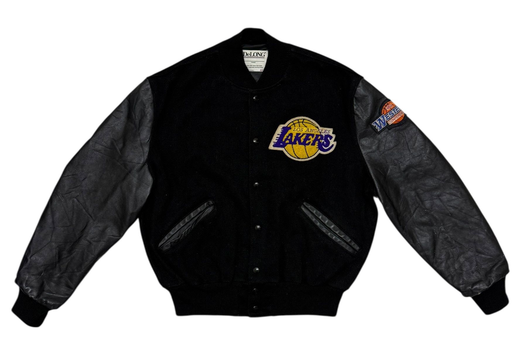 Delong Delong Lakers Big Logo Leather Wool Varsity Jacket Size US L / EU 52-54 / 3 - 1 Thumbnail