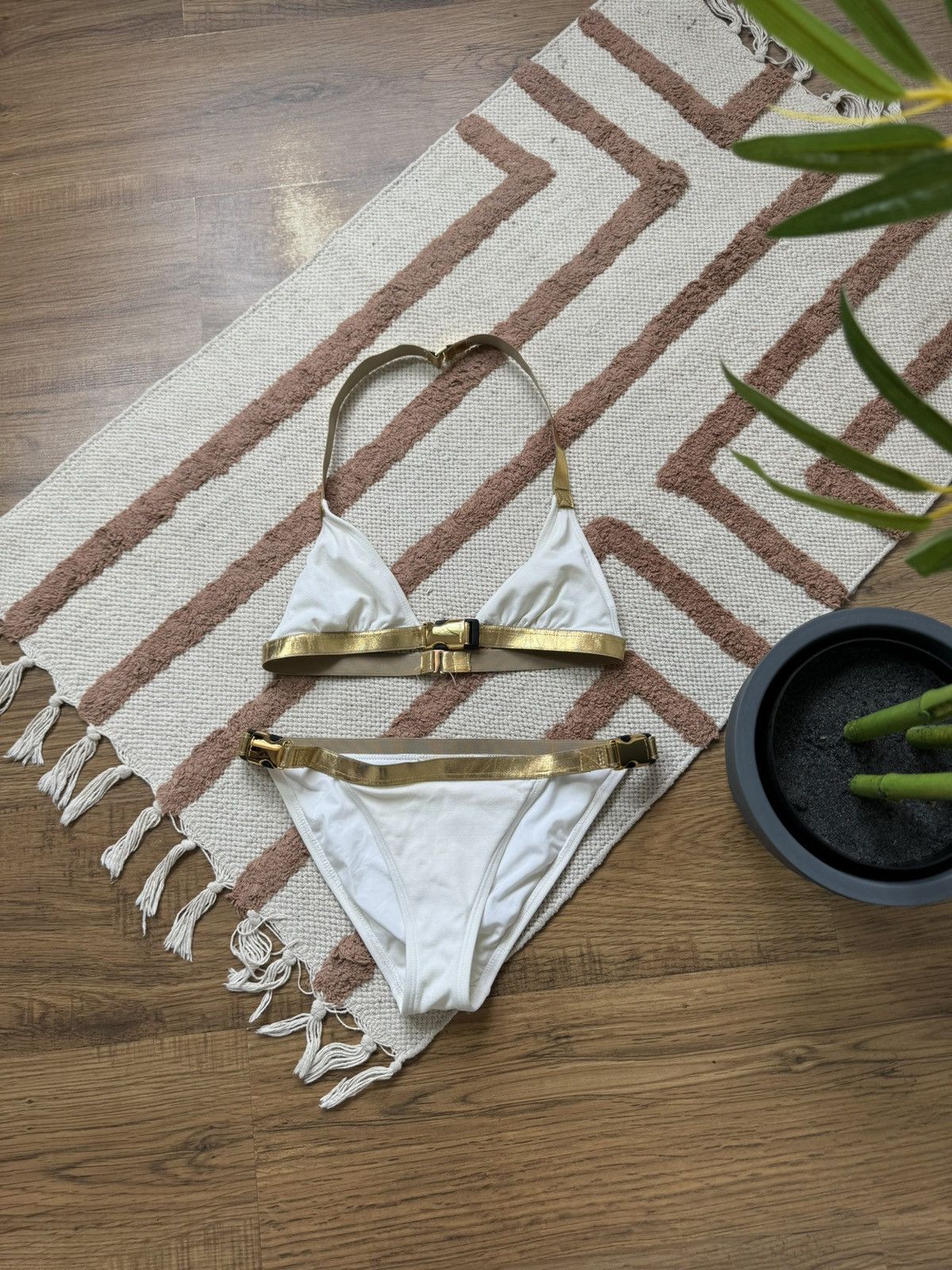 Michael Kors MICHAEL KORS GOLD/WHITE AVANT GARDE BIKINI SWIMSUIT Size ONE SIZE - 1 Thumbnail