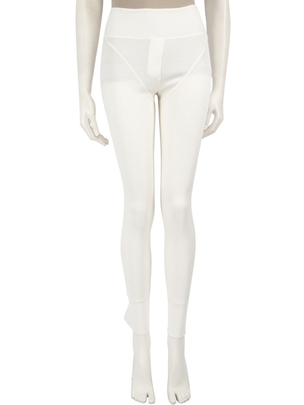 Versace White Ribbed Leggings Size 26" / US 2 / IT 38 - 1 Thumbnail