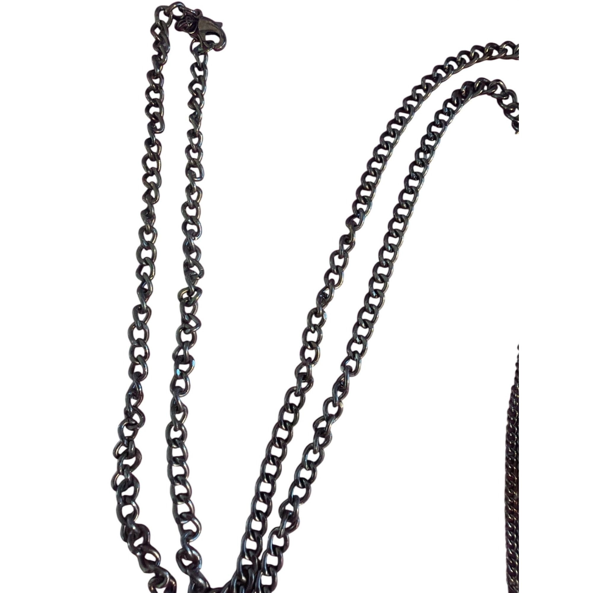 Other Black Chain Necklace Blue Rhinestones Tassel 28" Longs Weigh Size ONE SIZE - 4 Thumbnail