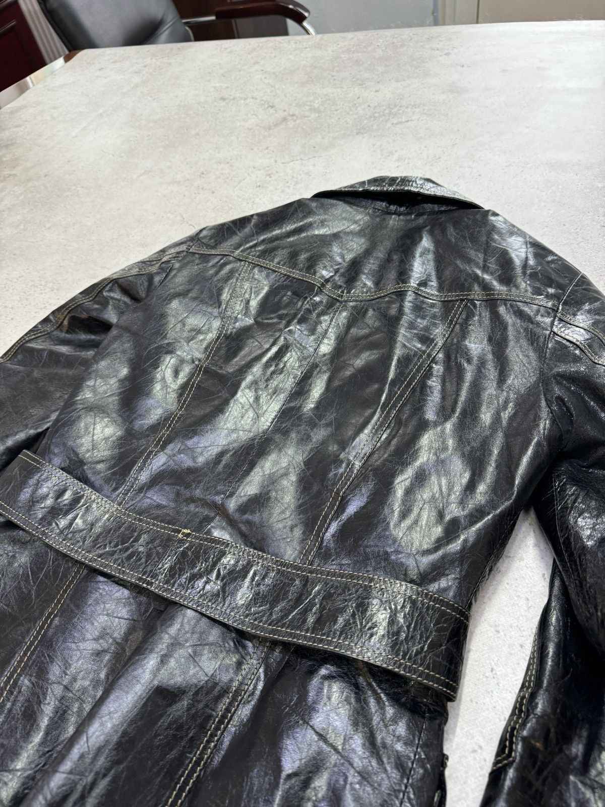 Yohji Yamamoto Vintage Patent Leather Fur Hood Jacket Size US S / EU 44-46 / 1 - 8 Thumbnail