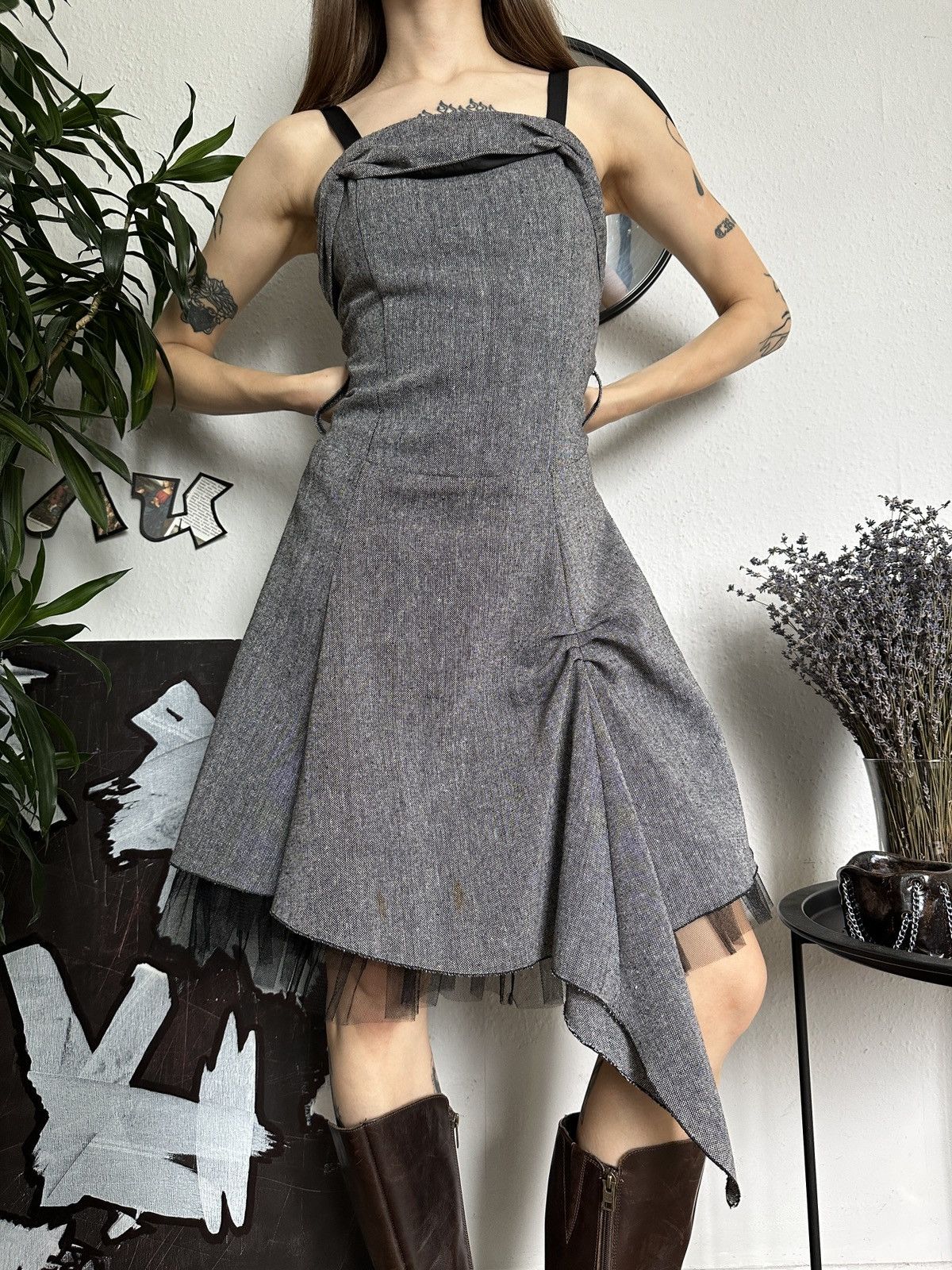 Beauty Beast × If Six Was Nine Office Siren Asymmetrical Vintage Dress Sade New York Style Size XS / US 0-2 / IT 36-38 - 2 Thumbnail