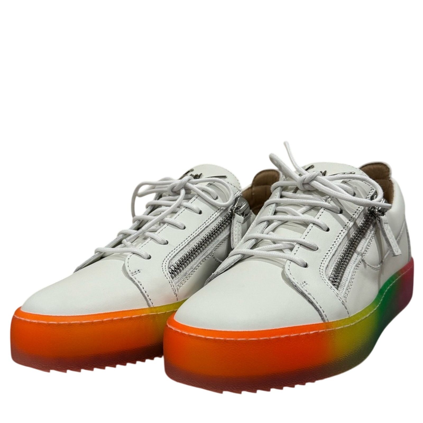 Giuseppe Zanotti Giuseppe Zanotti White Sneakers with Rainbow Soles Size US 10 / IT 40 - 1 Thumbnail