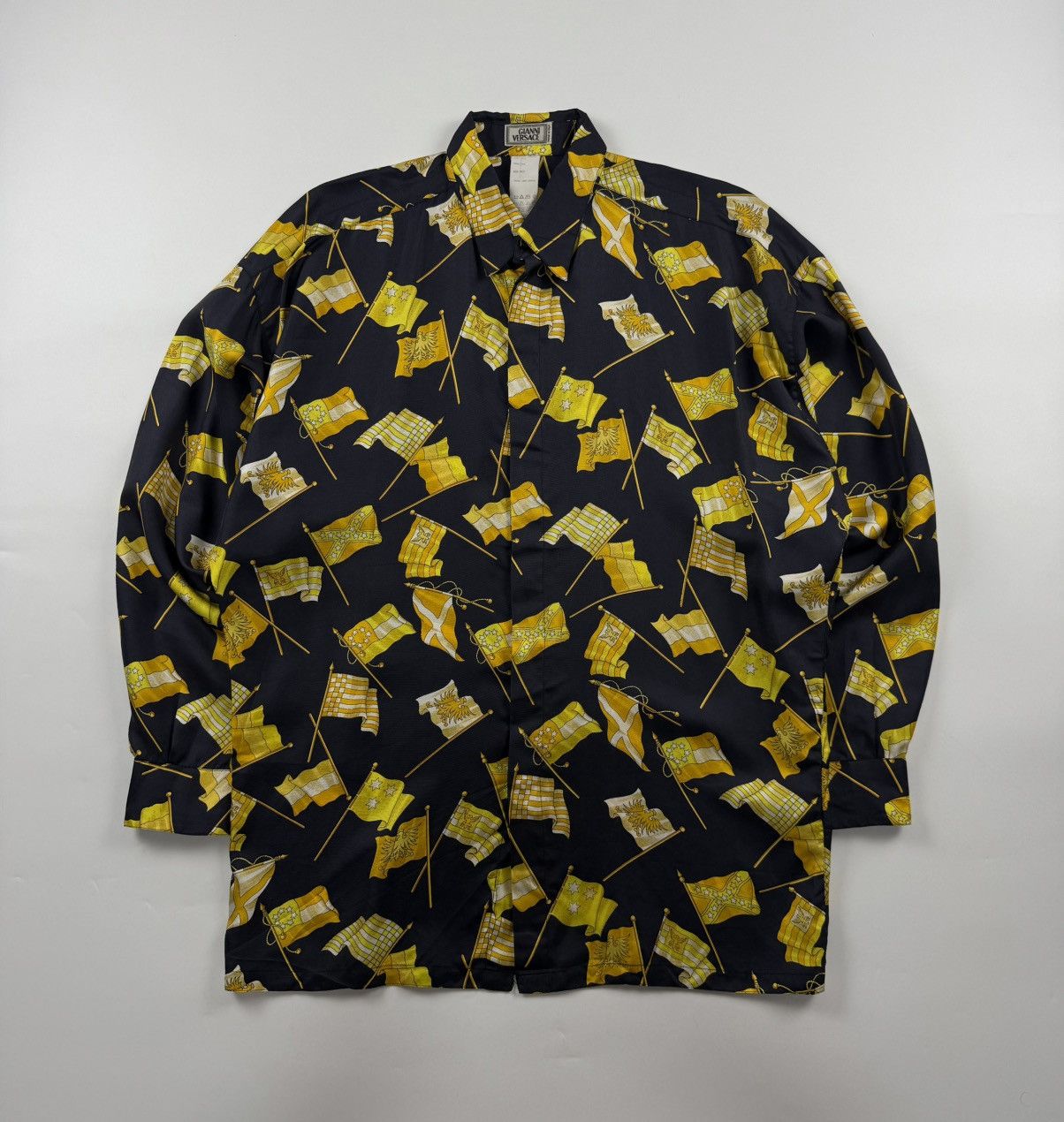 Gianni Versace 1993 Flag Print Silk Shirt