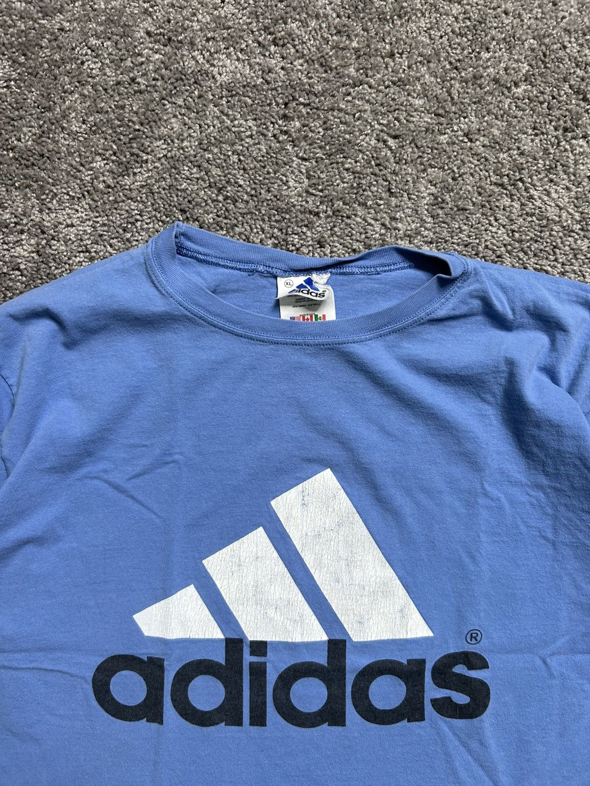 Adidas × Vintage Vintage 90s Adidas Logo Tee Made in USA Size US XL / EU 56 / 4 - 4 Thumbnail