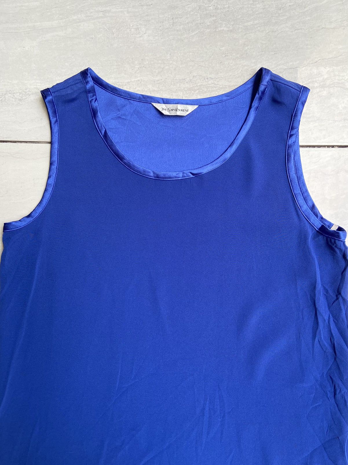 Yves Saint Laurent YVES SAINT LAURENT Blue Sleeveless T-shirt Size US XS / EU 42 / 0 - 3 Thumbnail