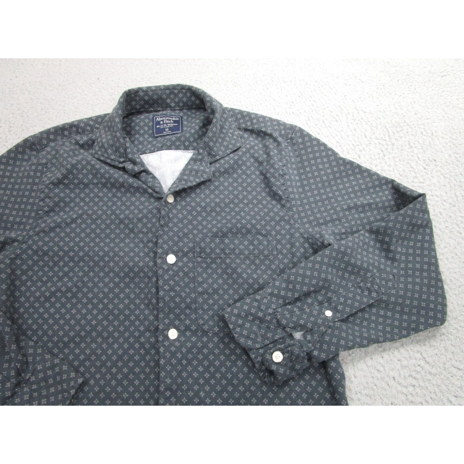 Abercrombie & Fitch Abercrombie & Fitch Mens XS Gray Geometric Cotton Blend Button-Up Shirt Casual Size US XS / EU 42 / 0 - 2 Thumbnail