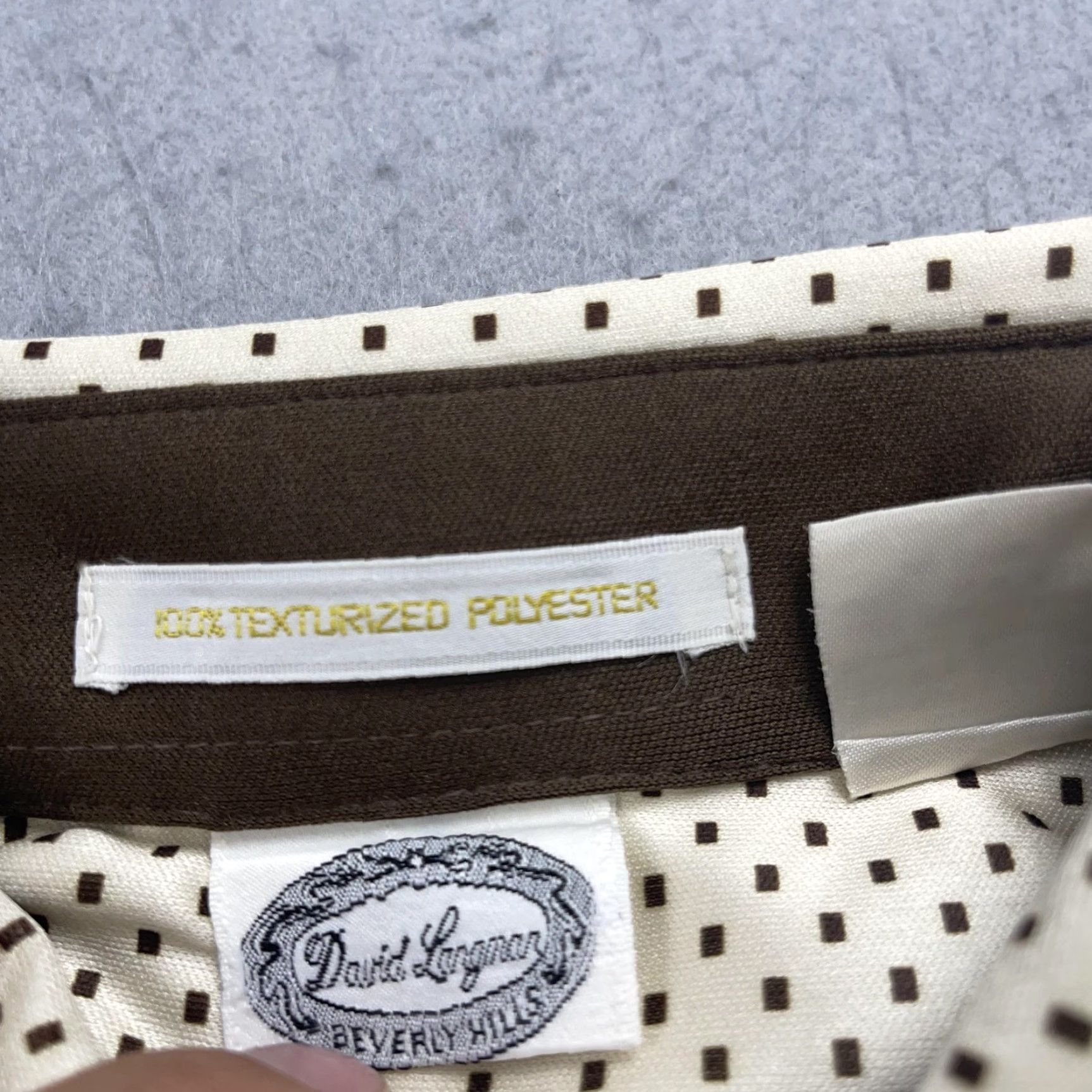 Vintage VINTAGE David Loggan Shirt Mens Medium White Brown Polka Dot Disco Polyester 70s Size US M / EU 48-50 / 2 - 4 Thumbnail