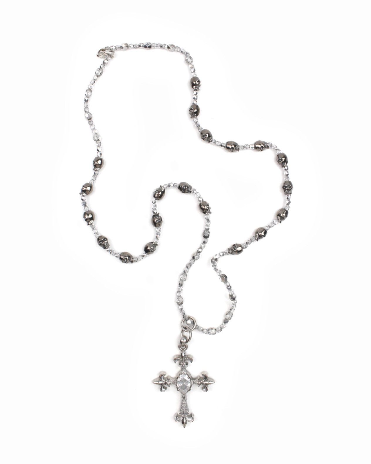 Hysteric Glamour 2000S JAPANESE SKULL BEAD ROSARY CROSS NECKLACE Size ONE SIZE - 4 Thumbnail