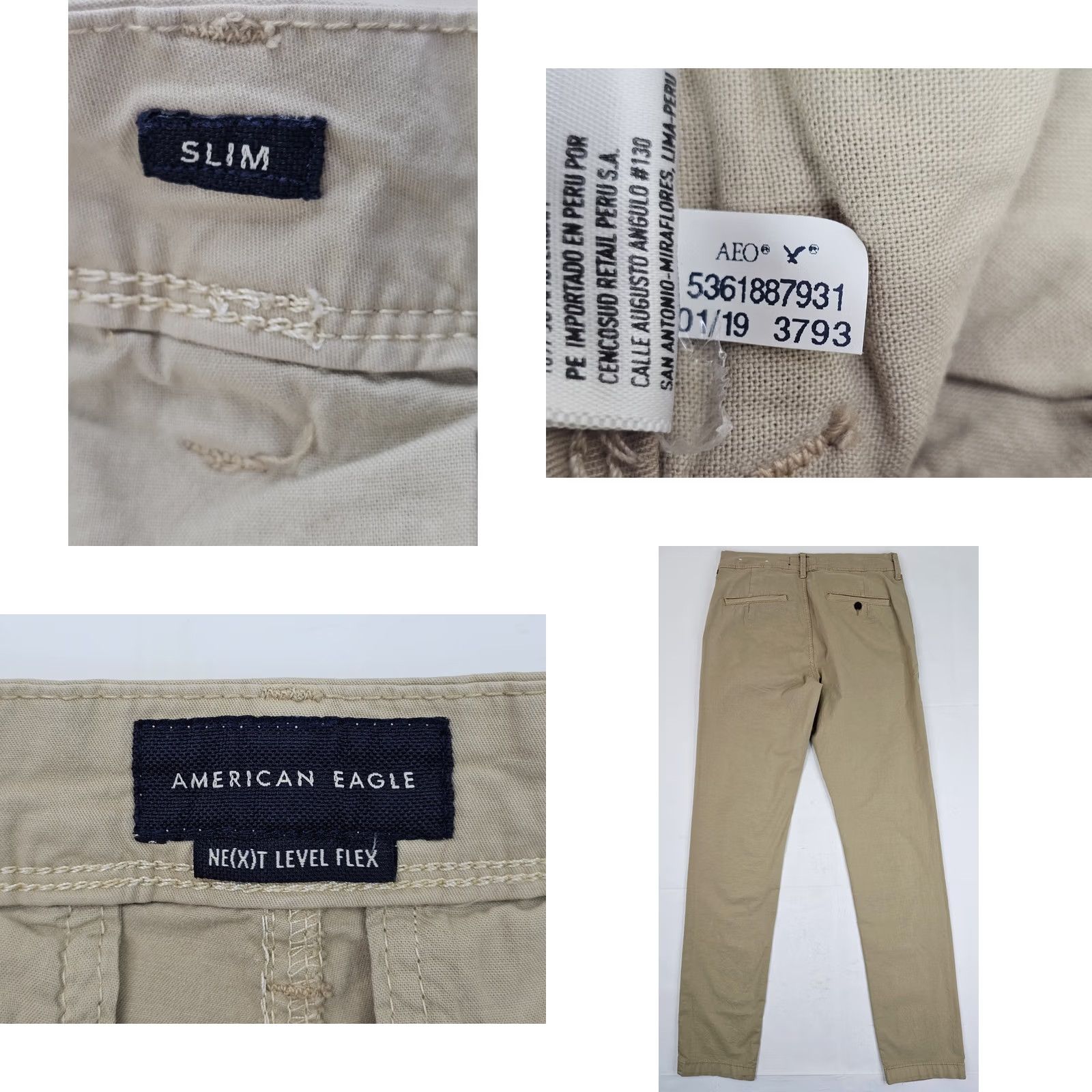 American Eagle Outfitters Nike Shirt Men Slim Chino Pants 30x34 Beige Tan EUC Slim Fit Flat Front Cotton Blend Spandex Logo 90s City College USA Mens Size US 30 / EU 46 - 8 Thumbnail