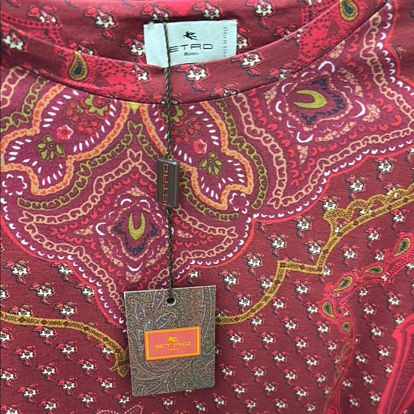 Etro NWT Etro Red Short Sleeve Tee with Paisley Print Size XL Size US XL / EU 56 / 4 - 2 Thumbnail