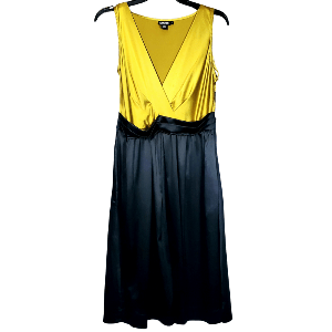 DKNY DKNY Women's Gold DKNY Gold Midi VNeck Side Zip Pleated Size M / US 6-8 / IT 42-44 - 1 Thumbnail
