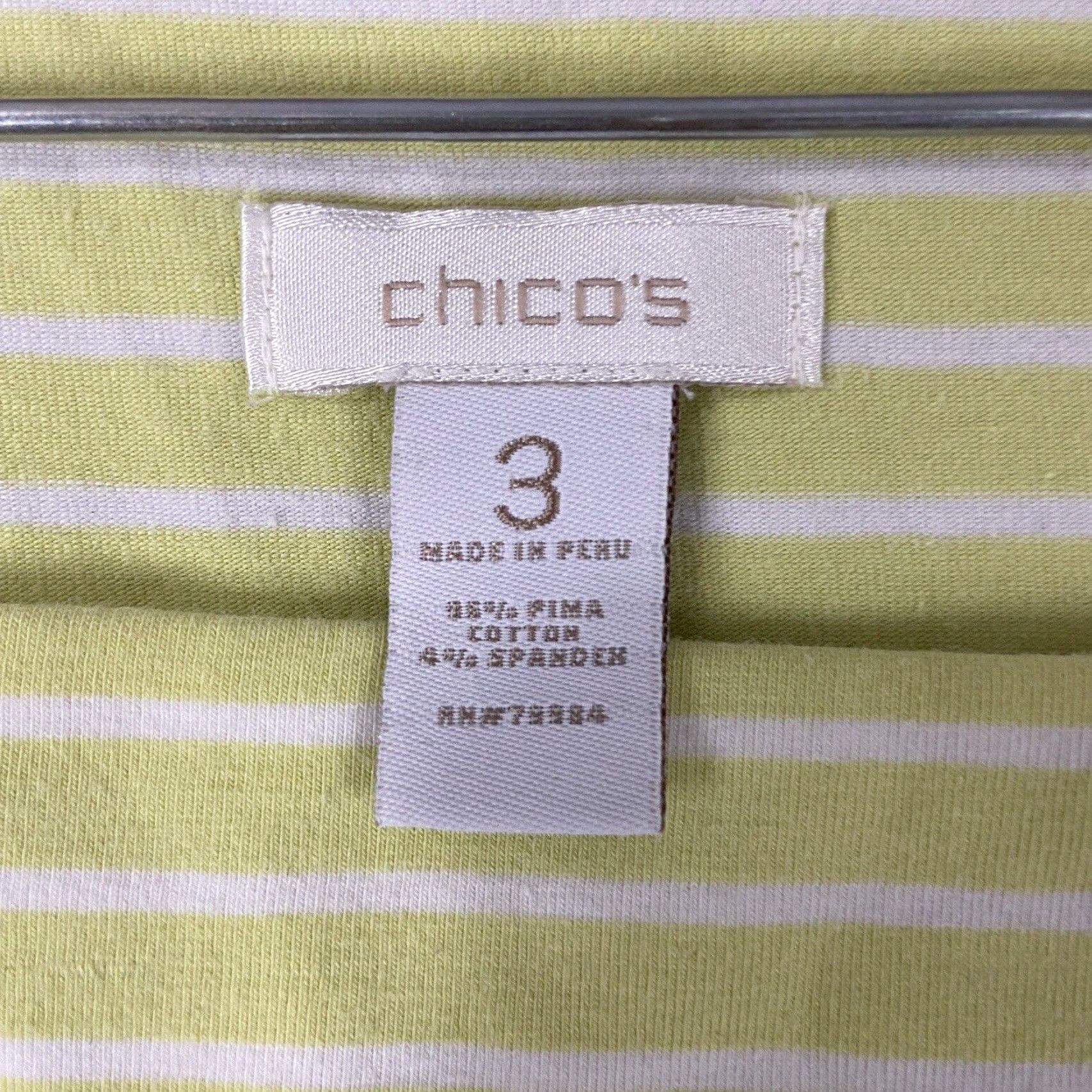 Vintage VINTAGE Chico's Blouse Plus Size 3 Green White Striped 3/4 Sleeve Womens Size XS / US 0-2 / IT 36-38 - 5 Thumbnail