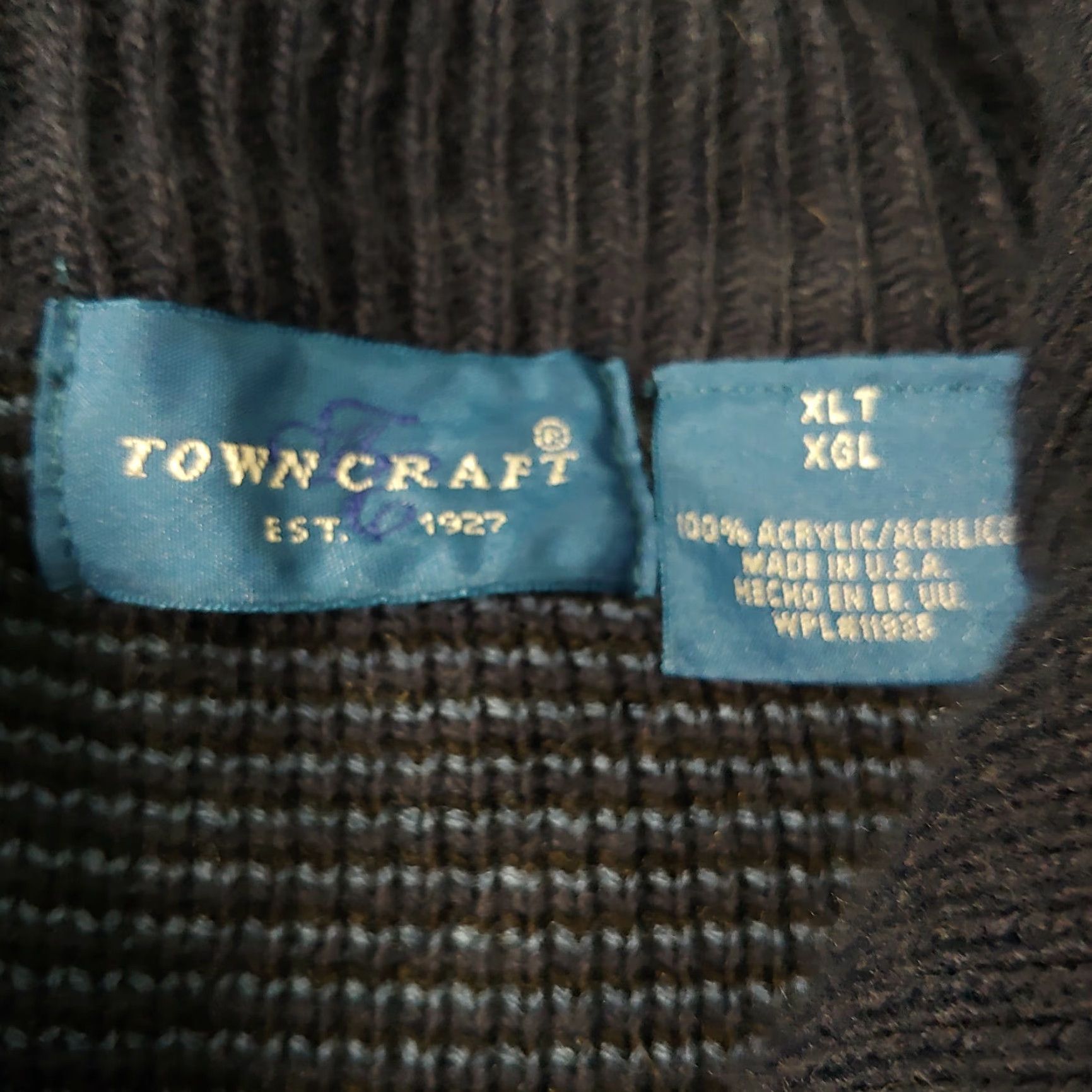 Vintage VINTAGE Towncraft Men's XL Tall Aztec Southwest Pattern Zip Cardigan Sweater - Retro 80s Knit Casual Long Sleeve Size US XL / EU 56 / 4 - 7 Thumbnail