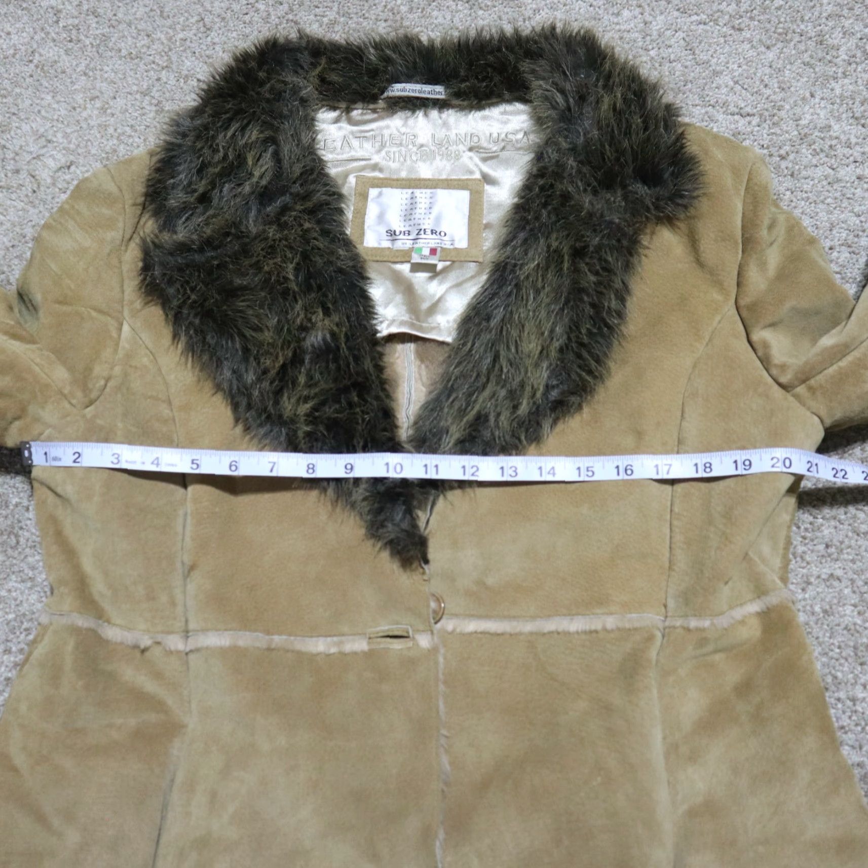 Vintage VINTAGE Leather Jacket Women's M Beige Overcoat Winter Fur Thick Thick Winter Coat Leather Jacket M Womens Beige 90s Size M / US 6-8 / IT 42-44 - 7 Thumbnail