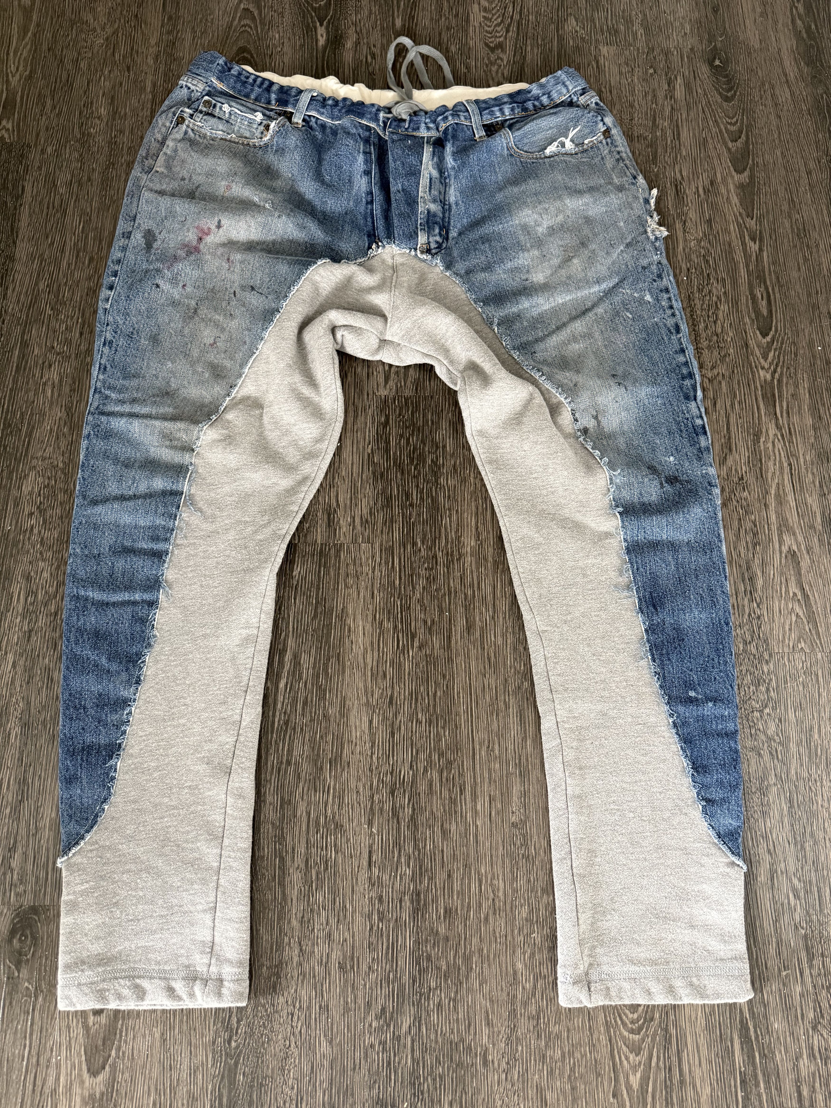 Greg Lauren Greg Lauren 50/50 hybrid denim-sweatpants Size US 43 - 1 Thumbnail