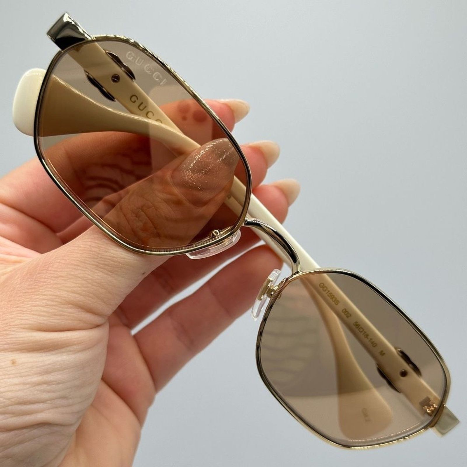 Gucci BRAND NEW GUCCI GG1593S 002 Gold/Ivory/Pink Women Sunglasses Size ONE SIZE - 9 Thumbnail