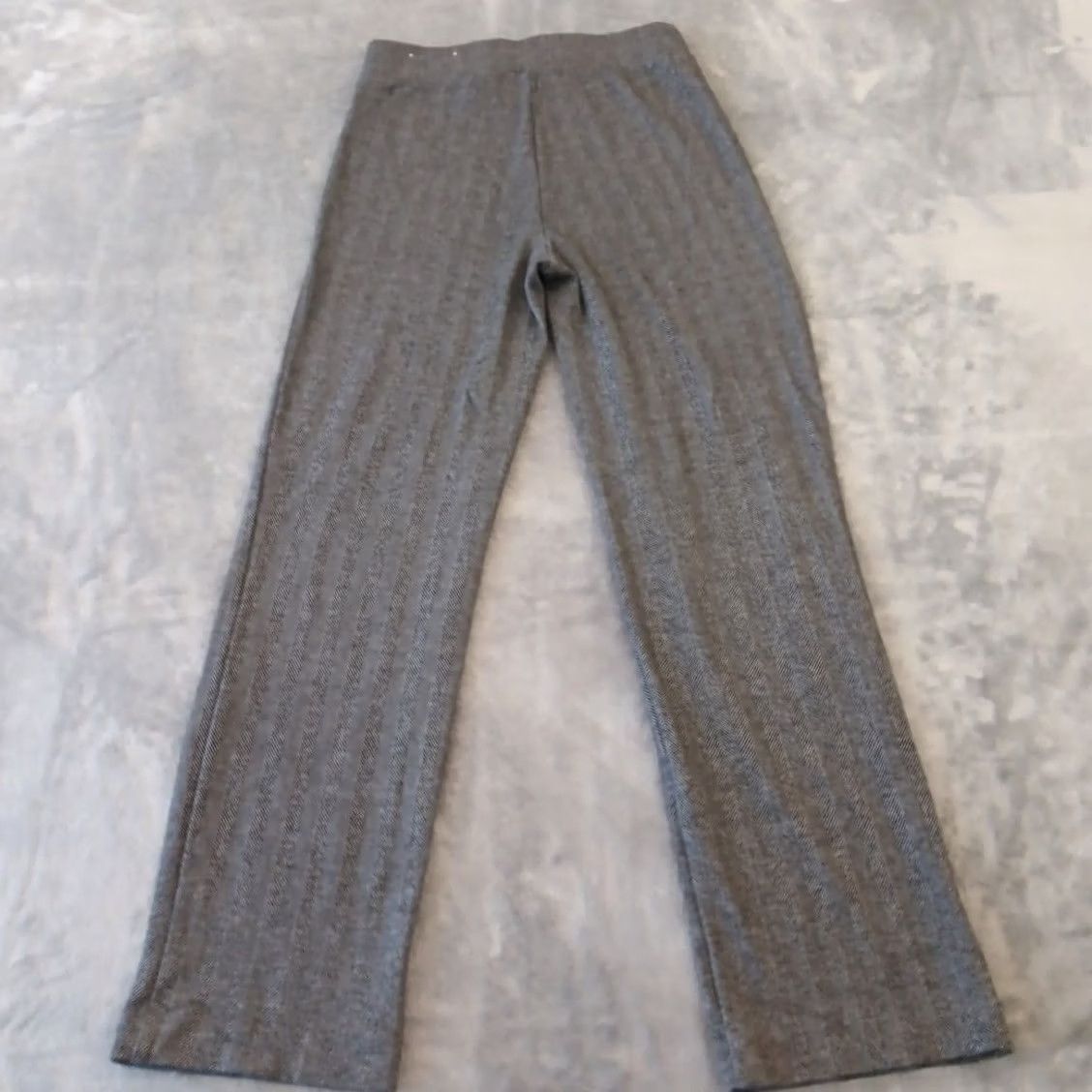 Loft Loft Pants Ankle Women's XS Gray Herringbone Pull On Straight Stretch Elastic Waist Mid Rise 27 in Inseam Size 26" / US 2 / IT 38 - 2 Thumbnail