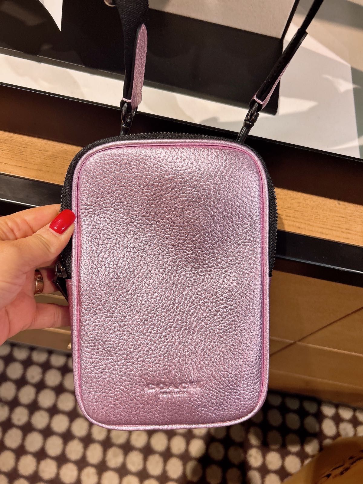 image of Coach Aden Crossbody in Black Antique Nickel/Metallic Lilac, Women's
